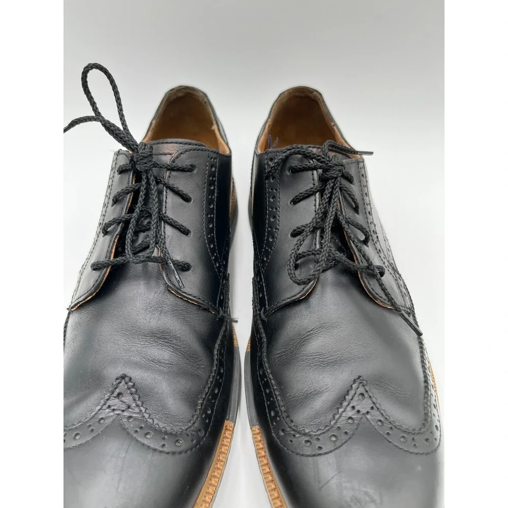 Cole Haan Wingtip Oxford Mens 9.5 Black Excellent Leather Brogue Dress Shoes